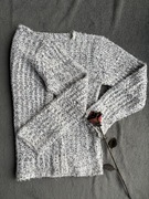 Ciepły sweter z melanżowej przędzy, oversize, szary M 38