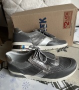 Nowe Buty Bartek Półbuty Sneakersy Skóra Szare Srebrne Zamki rozmiar 38