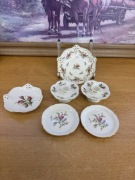 Rosenthal – zestaw porcelany z różami | talerze ażurowe, świeczniki