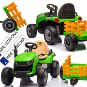 DUŻY TRAKTOR NA AKUMULATOR Z PRZYCZEPĄ DLA DZIECI 90WAT GUMOWE KOŁA +PILOT 