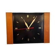 Modernistyczny zegar ścienny ze skórą, Esquiere Wielka Brytania, lata 70.