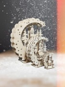 Drewniana ozdoba świąteczna LED - Wioska z kościołem 22 cm 