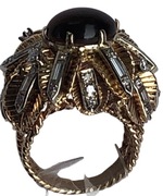 Pierścione 14K Białe Złoto Żółte Złoto - Kocie Oko -  Diamenty  