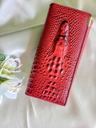 Damski duży portfel- Karmazyn - Naturalna skóra 