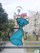 Kot zawieszka rękodzieło prezent witraż 