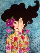 Plakat kobieta kwiaty 100x70cm