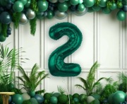Balon foliowy Cyfra ''2", zieleń butelkowa, 85 cm.