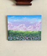 Obraz ręcznie malowany do pokoju salonu  15x20 pastelowa łąka pejzaż