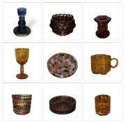 9 x szkło kolorowe kielich filiżanka talerzyk świecznik Homla H&Y