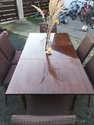 PRL drewniany rozkładany stół, wysoki połysk 