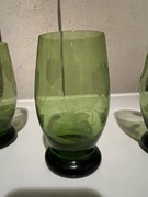 Szklanki , zielone szkło, cztery sztuki, lata 60