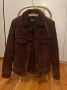 Kurtka zamszowa z barankiem skórzana kożuszek katana brązowa skóra vintage 