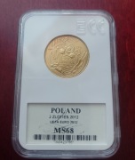 Moneta 2 zł złote EURO 2012, grading ECC, MS68