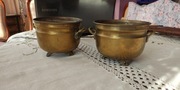 mosiężne stare osłonki doniczki 2 sztuki
