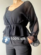 100% Jedwab (Silk). Nowa bluzka w jednym rozmiarze (S-L)