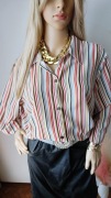 Koszula damska plus size 48 4XL elegancka oversize kolorowe paski luźna