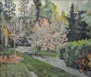 pejzaż Magnolie wiosną 2100 zł Kazimierz Wilk