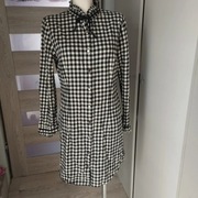 Flanelowa sukienka / długa koszula w kratę czarno-biała L s.Moriss