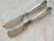 Stary posrebrzany nóż do masła i nóż do sera WMF 400 roschen złocenia