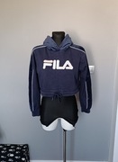 Bluza Fila granatowa krótka Crop top S M biała z kapturem 