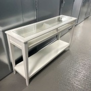 Konsola biała Ikea szklana półka 