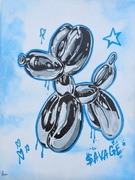 Obraz ręcznie malowany, styl nowoczesny pop-art balonowy piesek 30x40cm