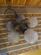 lampa wisząca drwewniana pięć kloszy  