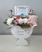 Kielich komunijny prezent dla dziewczynki Pierwsza Komunia Święta z Biblią