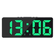 Duży prosty czytelny zegar LED budzik alarm ZIELONY 3xAAA USB 5V