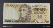 Stary banknot Polska 500 zł 1982 rok PRL Kościuszko 