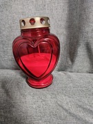 Znicz serce czerwone zalewane duże 