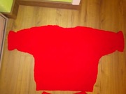 Sweter wełniany robiony na drutach czerwony PRL vintage wełna