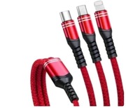 6A 66W szybko ładujący kabel danych 3W1 USB 1.2m
