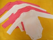 body długi rękaw białe i różowe  dz 92 cm