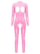 RÓŻOWY LATEXOWY KOMBINEZON Z OTWORAMI I ZAMKIEM BDSM LADY SEXY NIGHT 