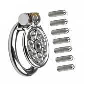 Płaski Stalowy pas cnoty, wkręcane kolce cbt Chastity Flat Cage oring 50mm 