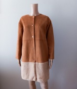 ZARA PŁASZCZ Z IMITACJI ZAMSZU Z KOŻUSZKIEM S