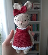 Króliczek na szydełku, zabawka na prezent na narodziny dziecka, na roczek 