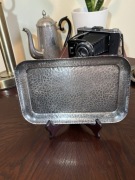 Stara posrebrzana tacka plater młotkowana