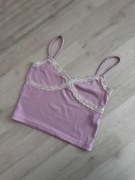 liliowy top z koronką CROPP 38 M
