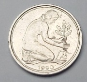 Moneta, Niemcy, 50 Pfennig, 1990