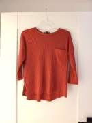 primark 34XS miedziana bluzka z 3/4 długim rękawem prosta pomaranczowa