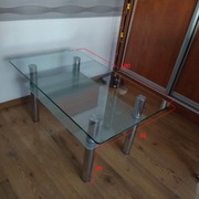 Ława ze szkła hartowanego, nogi chrom