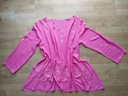 PIĘKNA RÓŻOWA TUNIKA W KWIATY ROZMIAR 48 100% WISKOZA + CEKINY