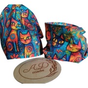 Komplet zestaw wiosenny bawełniany czapka komin Koty rustykalne