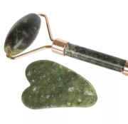 Zestaw do twarzy - MASAŻER, kamień gua sha i roller z jadeitu Beauty