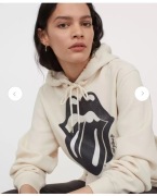 H&M beżowa bluza z kapturem the Rolling Stones XS S