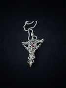 Naszyjnik srebrny 60 cm – gotycki krzyż z mieczem | nowy