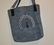 Torba filcowa szara z pawiem (ze śladami użytkowania) 
