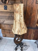 Lampa stojąca lampka LOFT skóra metal drewno vintage